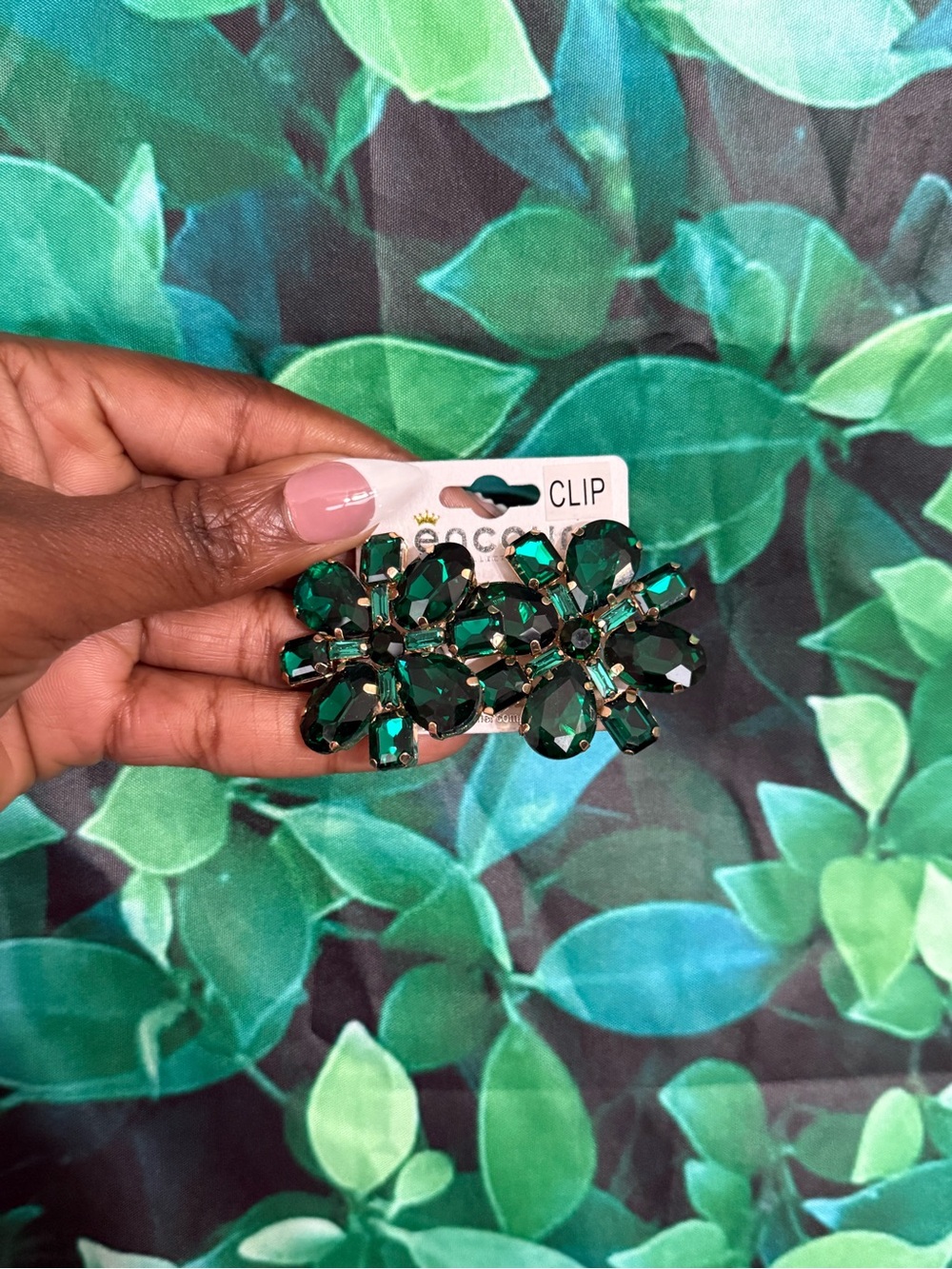 Bundle of 5 Crystal Flower Clip-On Earrings